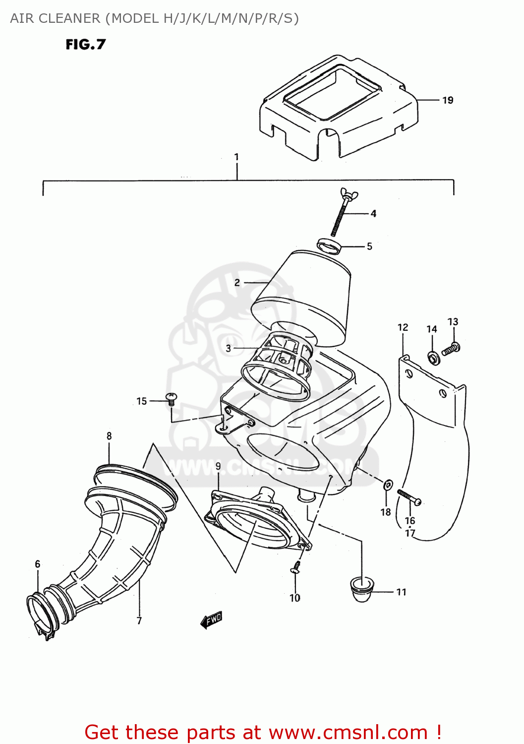 AIR CLEANER (MODEL H/J/K/L/M/N/P/R/S) RM80 1987 (H) USA (E03)