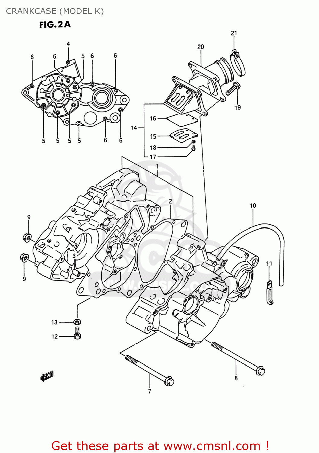 CRANKCASE (MODEL K) RM80 1987 (H) USA (E03)