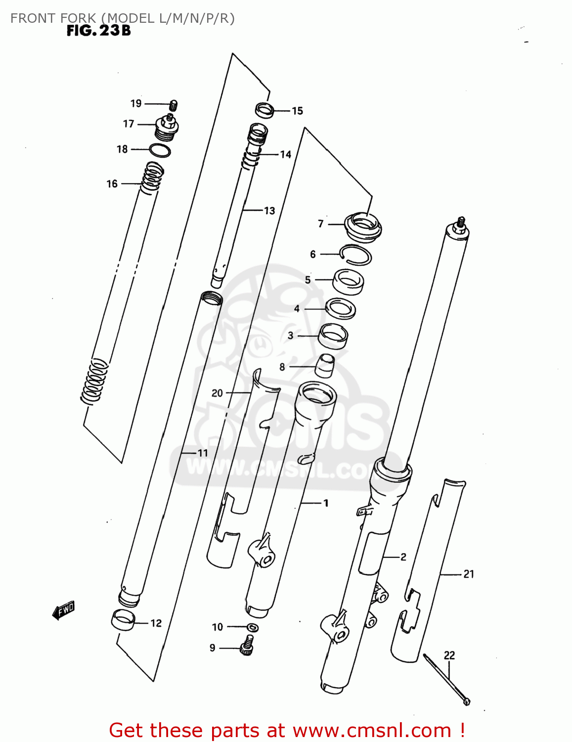 FRONT FORK (MODEL L/M/N/P/R) RM80 1987 (H) USA (E03)