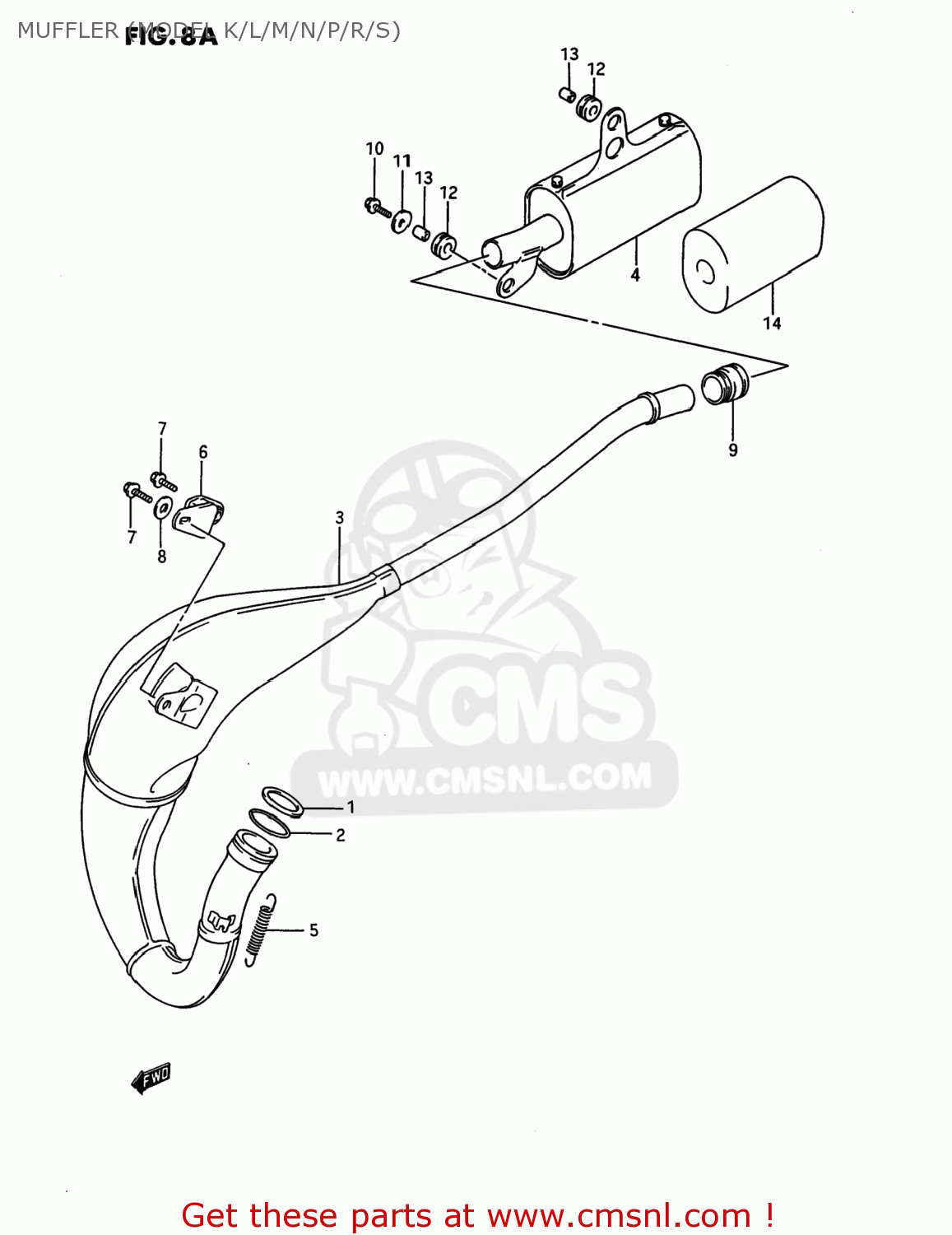 MUFFLER (MODEL K/L/M/N/P/R/S) RM80 1987 (H) USA (E03)