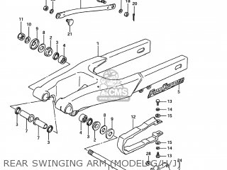REAR SWINGING ARM (MODEL G/H/J) - RM80 1987 (H) USA (E03)