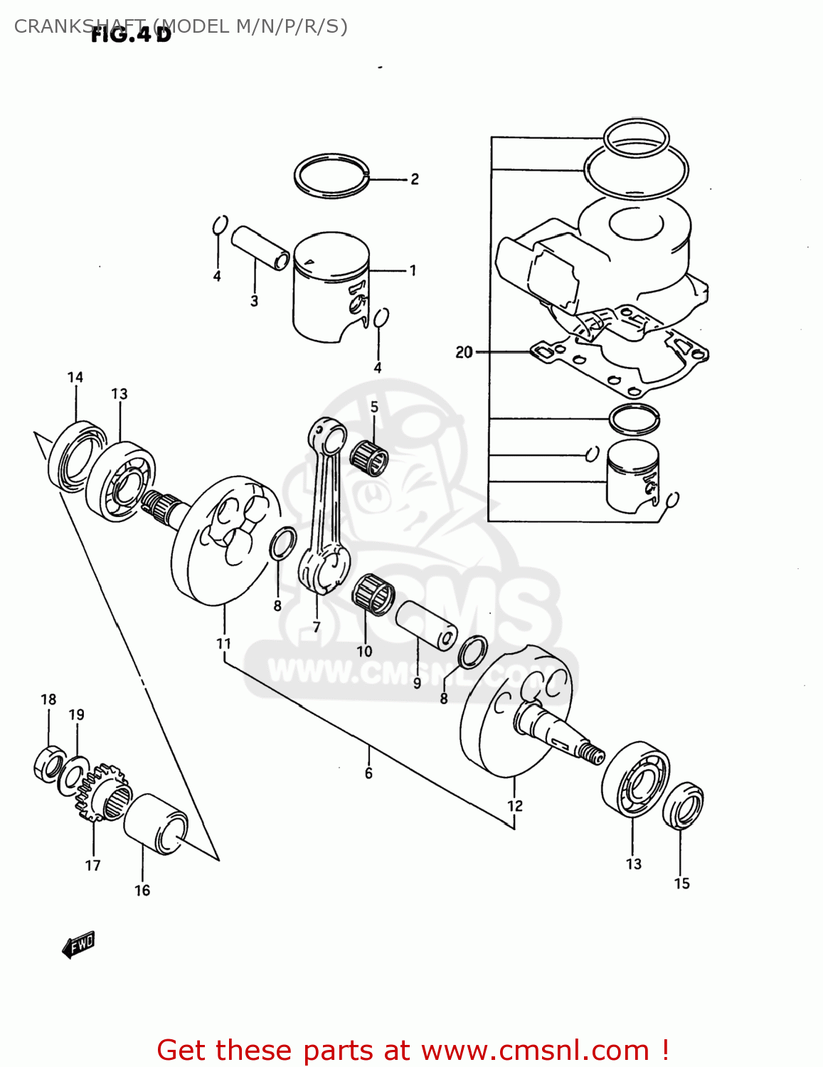 CRANKSHAFT (MODEL M/N/P/R/S) RM80 1988 (J) USA (E03)