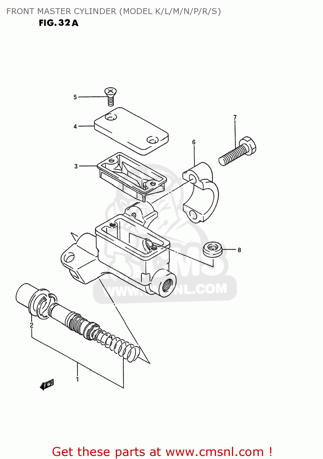 FRONT MASTER CYLINDER (MODEL K/L/M/N/P/R/S) RM80 1988 (J) USA (E03)