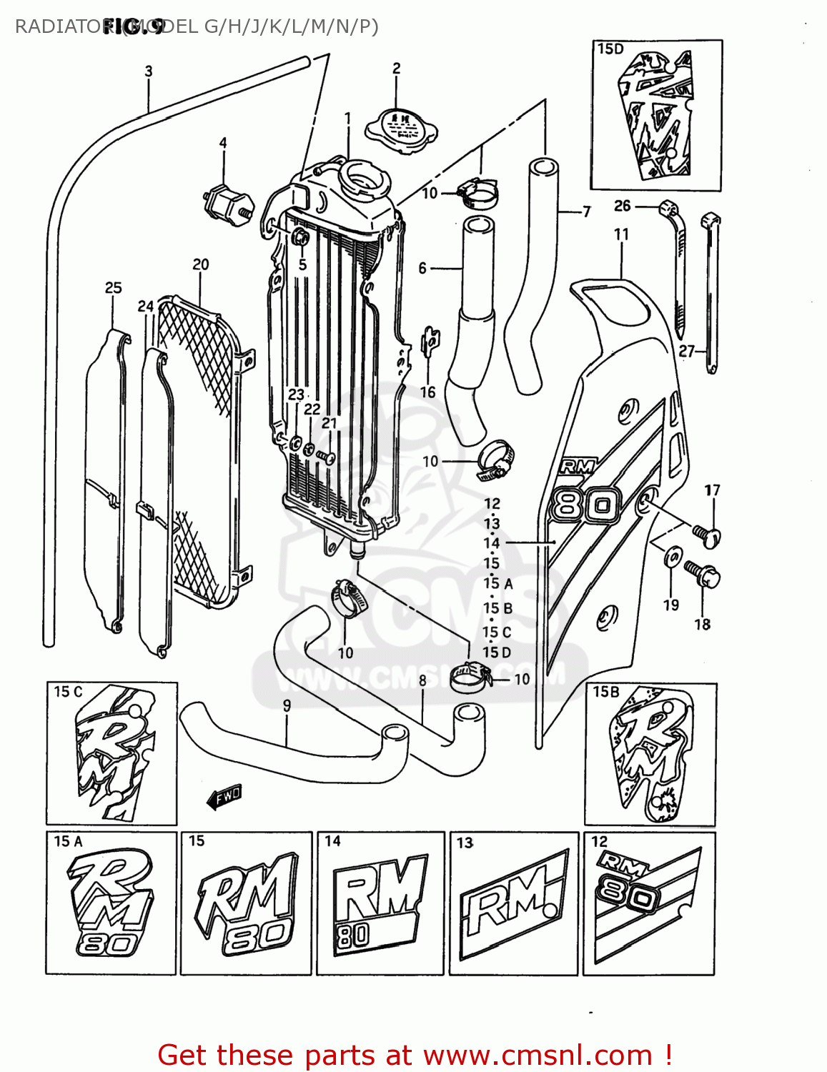 RADIATOR (MODEL G/H/J/K/L/M/N/P) RM80 1988 (J) USA (E03)
