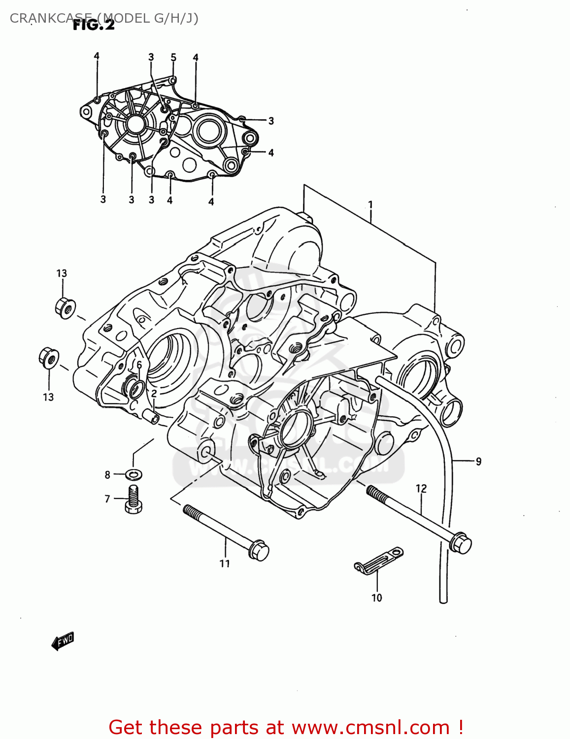 CRANKCASE (MODEL G/H/J) RM80 1989 (K) USA (E03)