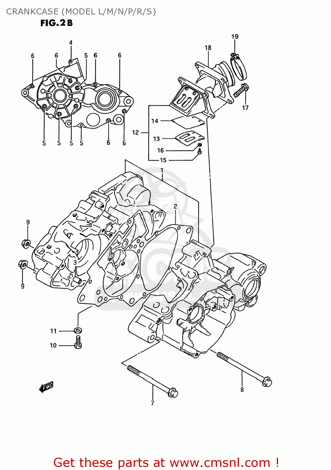 CRANKCASE (MODEL L/M/N/P/R/S) RM80 1989 (K) USA (E03)