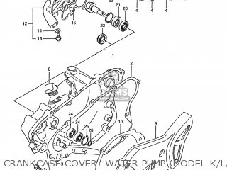 CRANKCASE COVER- WATER PUMP (MODEL K/L/M/N/P/R/S) - RM80 1989 (K) USA (E03)