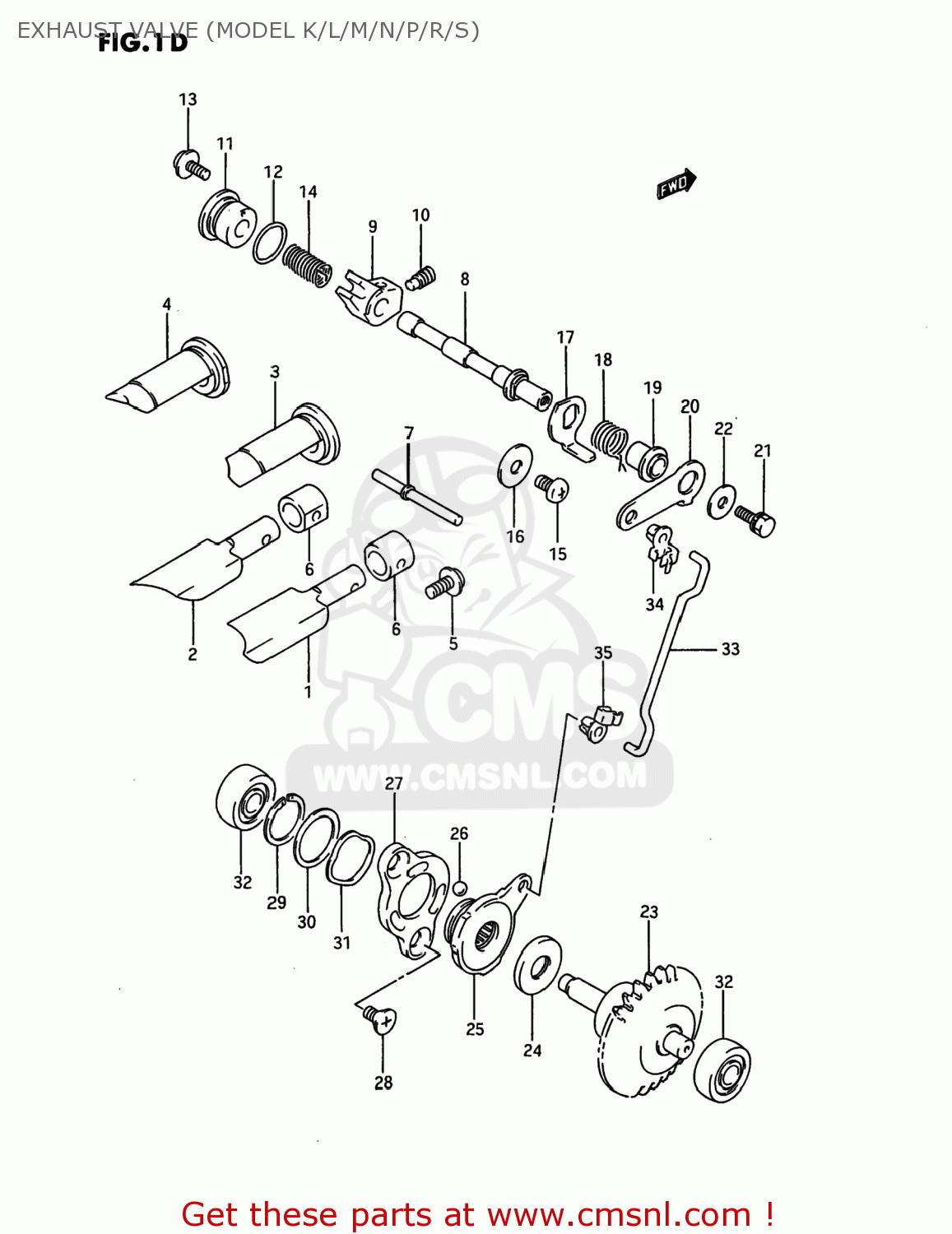 EXHAUST VALVE (MODEL K/L/M/N/P/R/S) RM80 1990 (L) USA (E03)