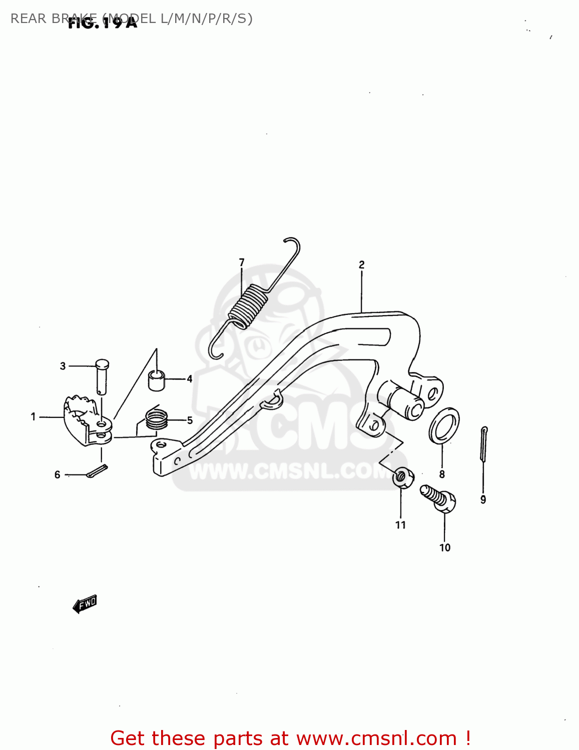 REAR BRAKE (MODEL L/M/N/P/R/S) RM80 1990 (L) USA (E03)