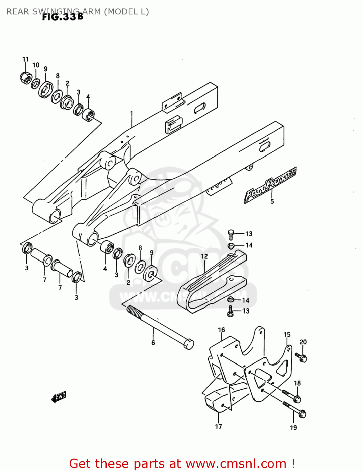 REAR SWINGING ARM (MODEL L) RM80 1990 (L) USA (E03)
