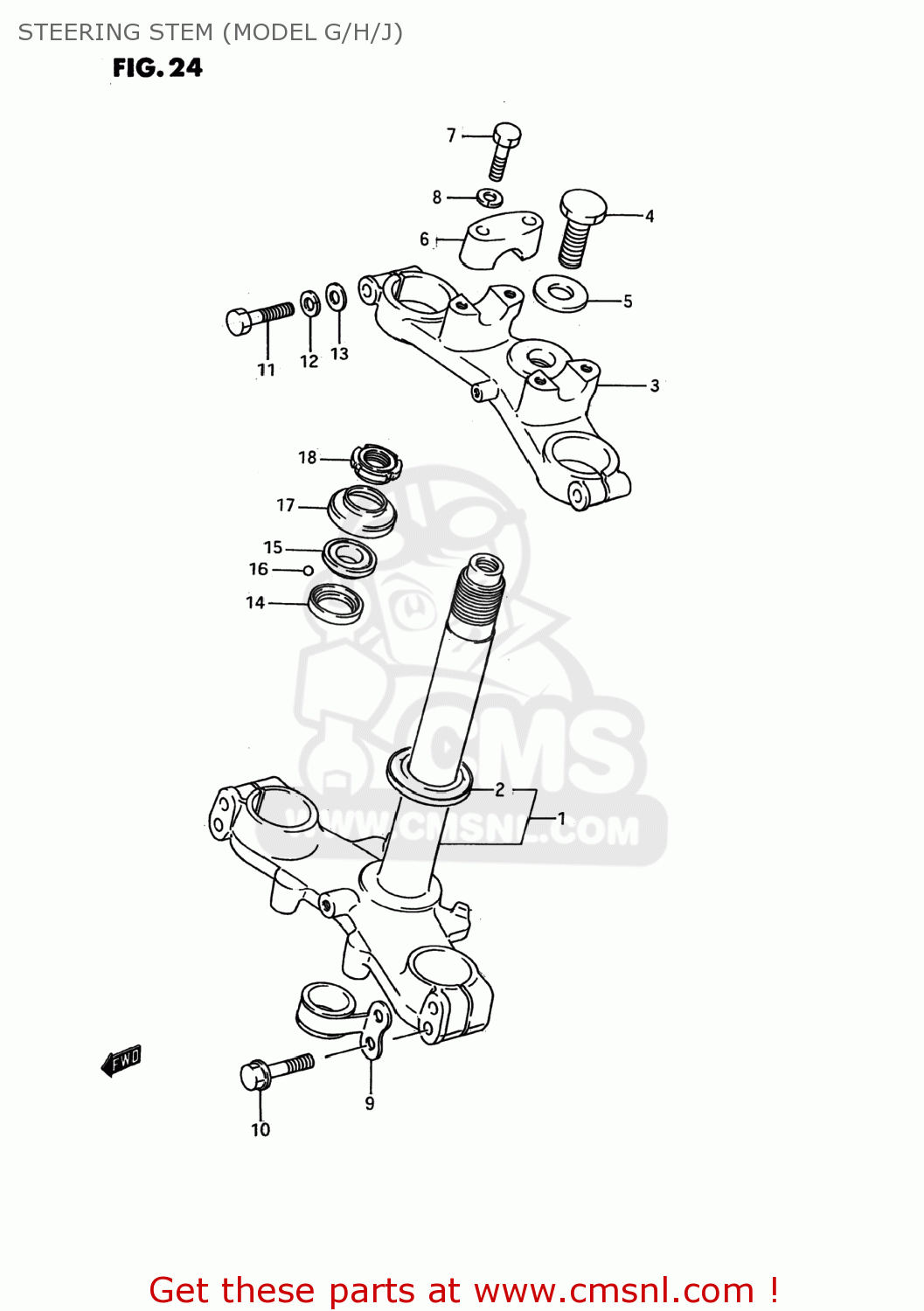 STEERING STEM (MODEL G/H/J) RM80 1990 (L) USA (E03)