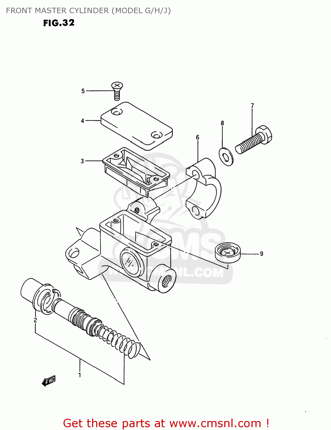 FRONT MASTER CYLINDER (MODEL G/H/J) RM80 1992 (N) USA (E03)