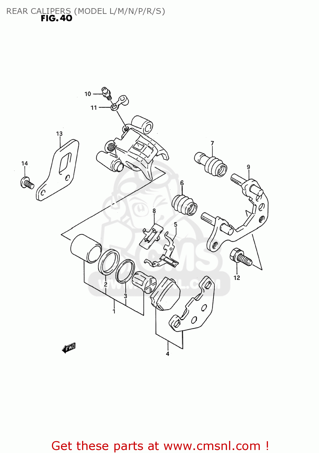 REAR CALIPERS (MODEL L/M/N/P/R/S) RM80 1992 (N) USA (E03)