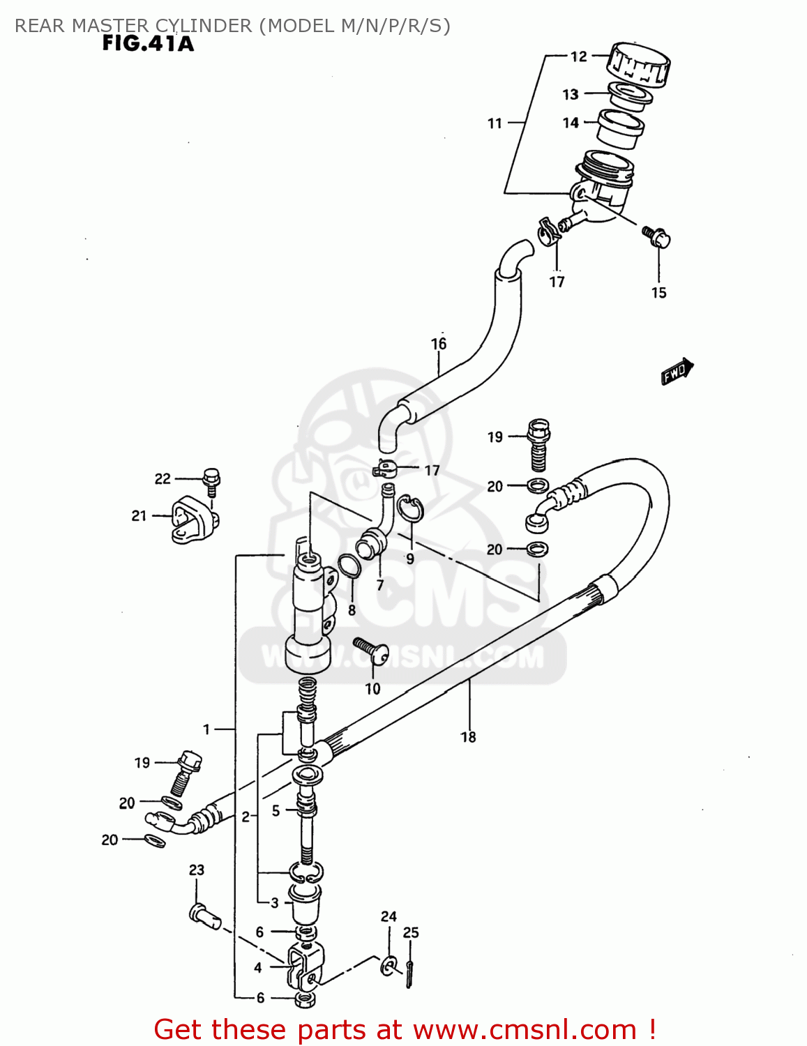 REAR MASTER CYLINDER (MODEL M/N/P/R/S) RM80 1992 (N) USA (E03)