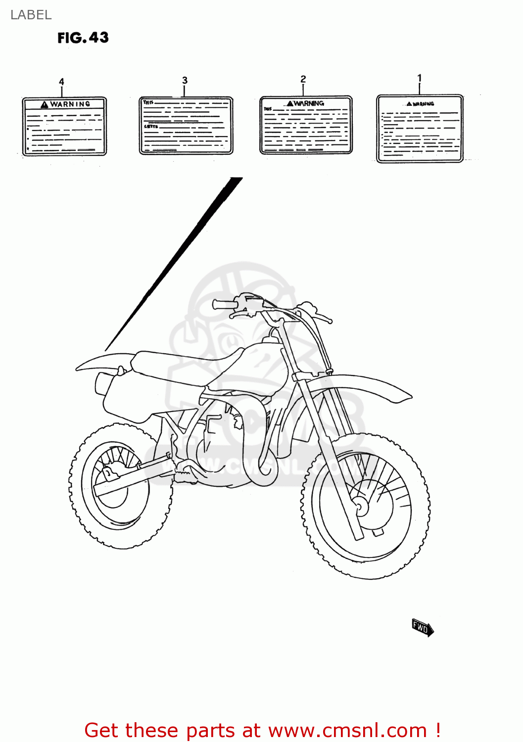 Suzuki RM80 1993 (P) USA (E03) LABEL - buy original LABEL spares online