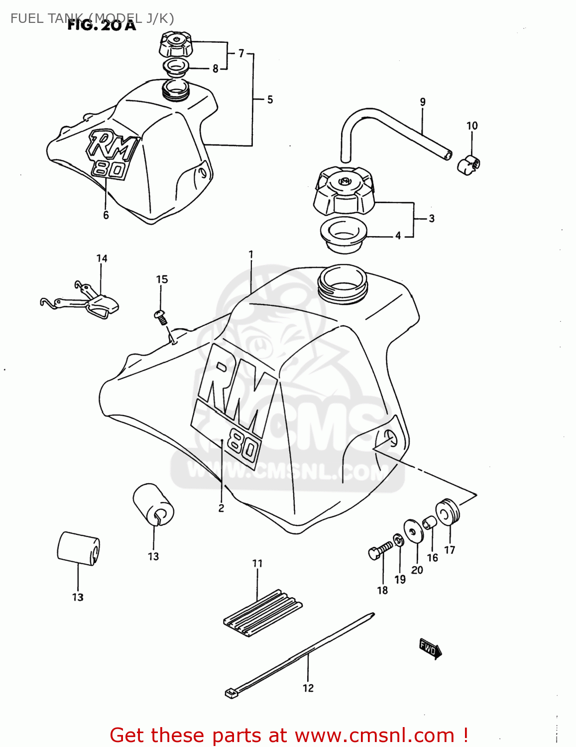 FUEL TANK (MODEL J/K) RM80 1993 (P) USA (E03)