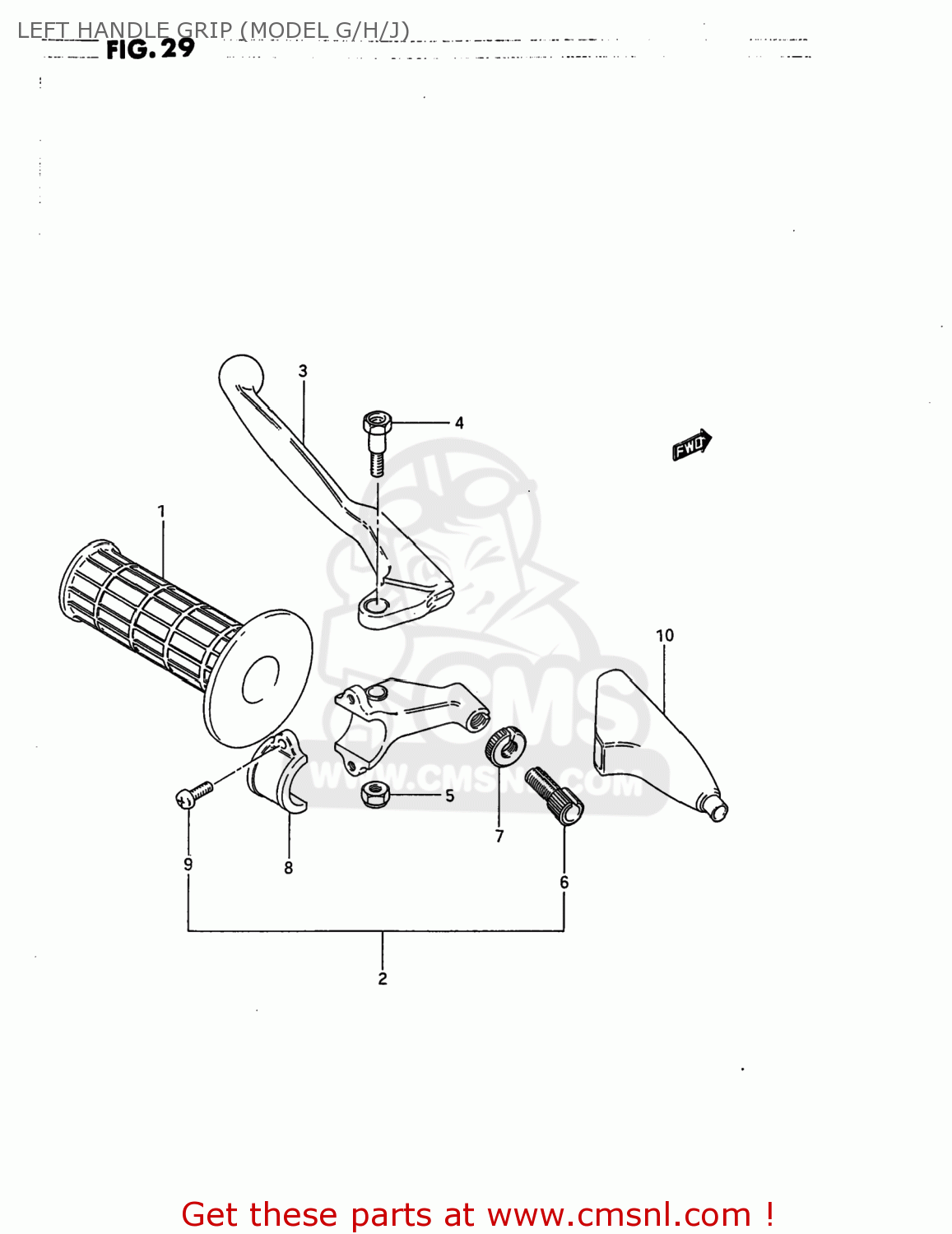 LEFT HANDLE GRIP (MODEL G/H/J) RM80 1993 (P) USA (E03)