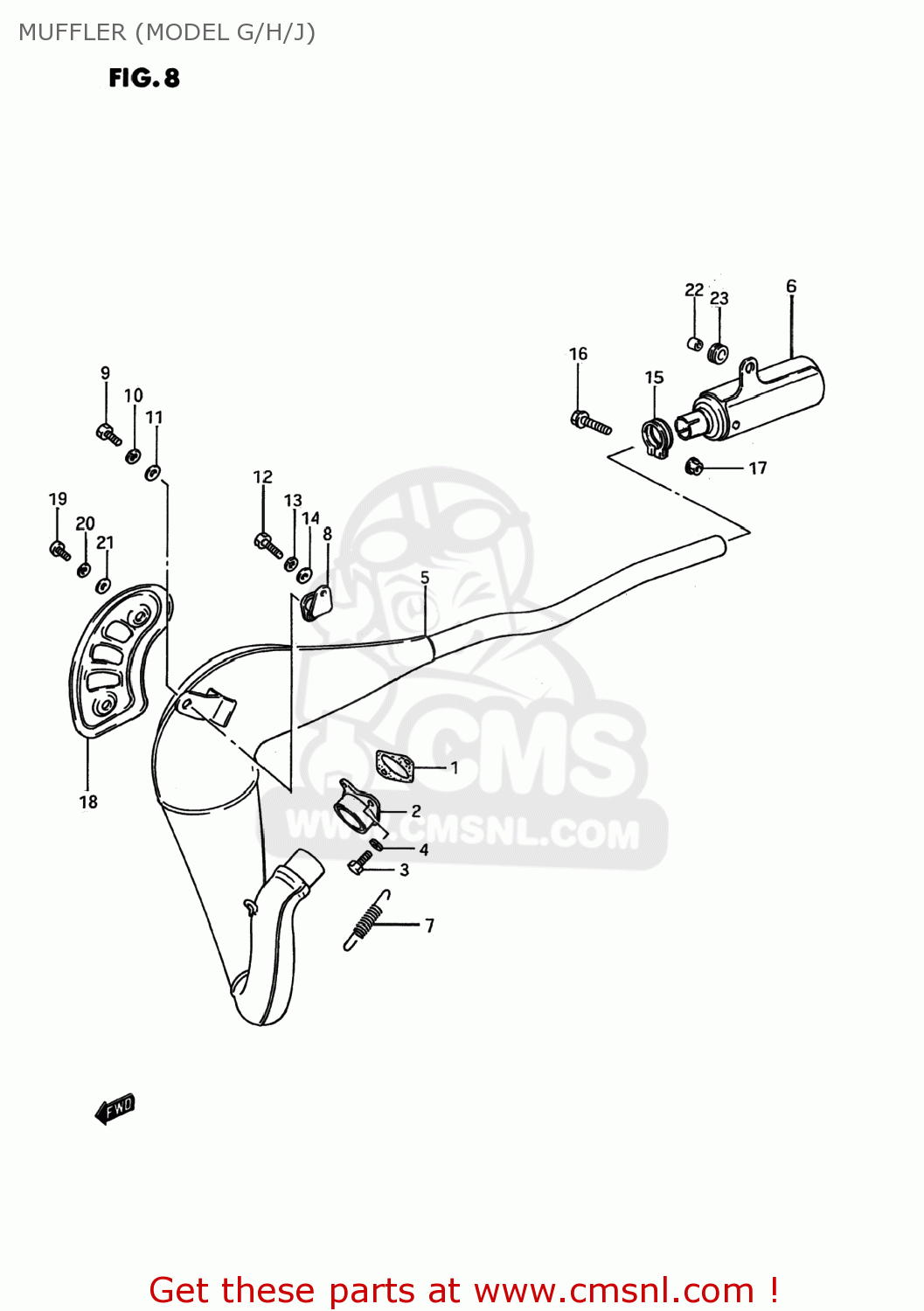 MUFFLER (MODEL G/H/J) RM80 1993 (P) USA (E03)