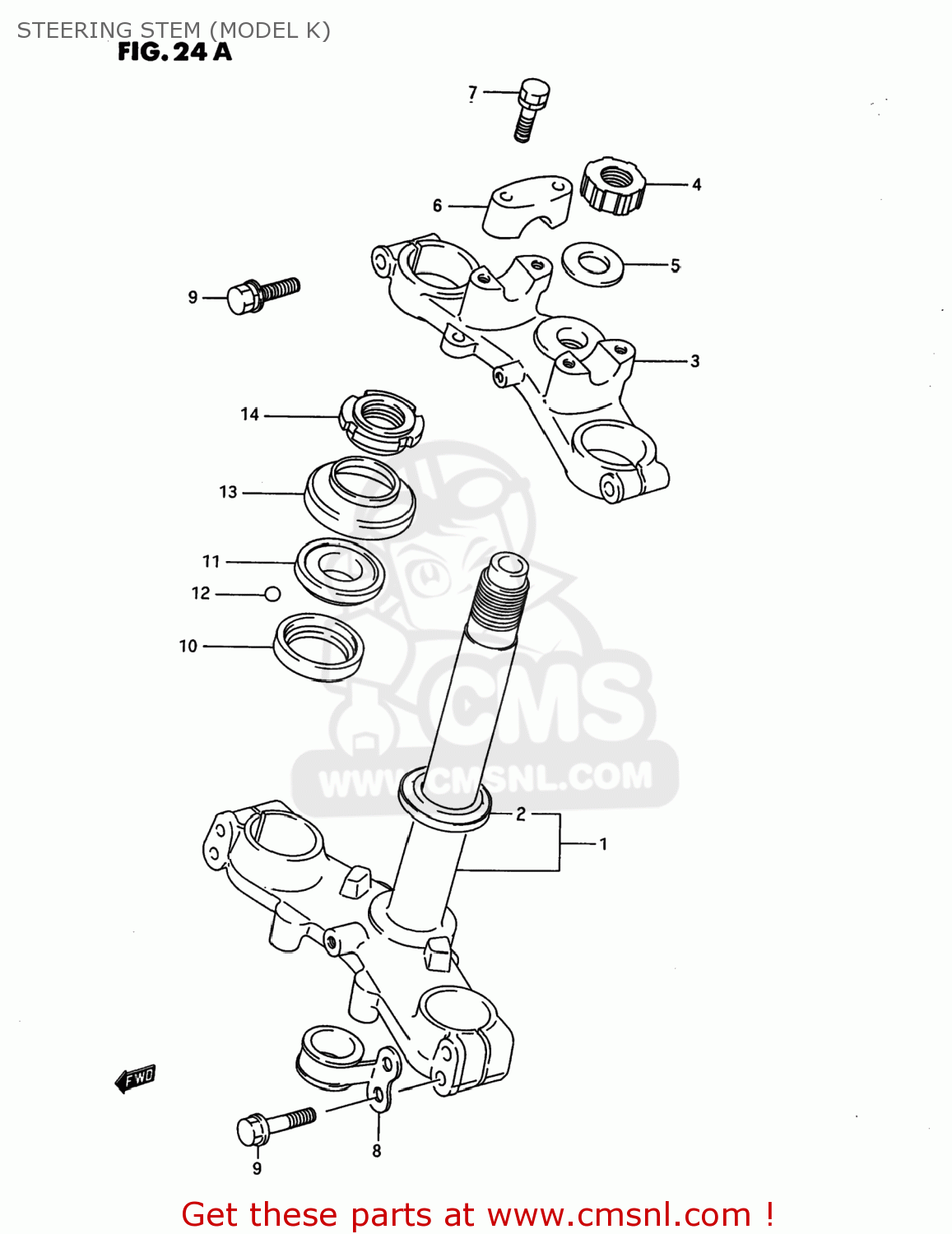 STEERING STEM (MODEL K) RM80 1993 (P) USA (E03)