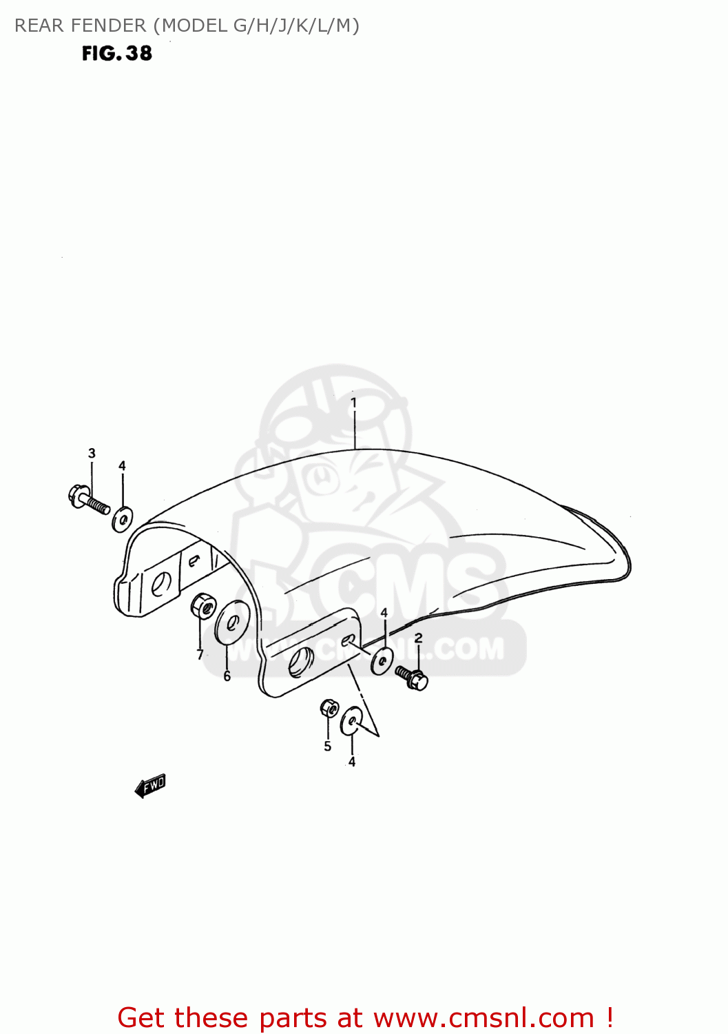 REAR FENDER (MODEL G/H/J/K/L/M) RM80 1994 (R) USA (E03)