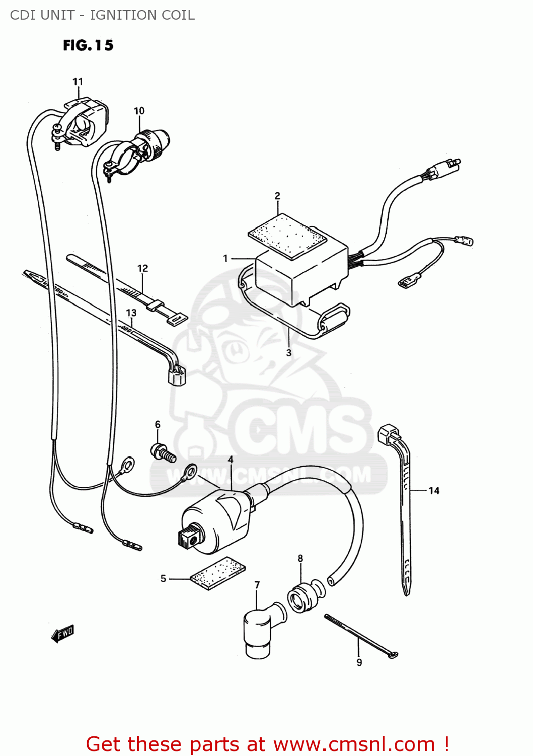 CDI UNIT - IGNITION COIL RM80 1995 (S) USA (E03)