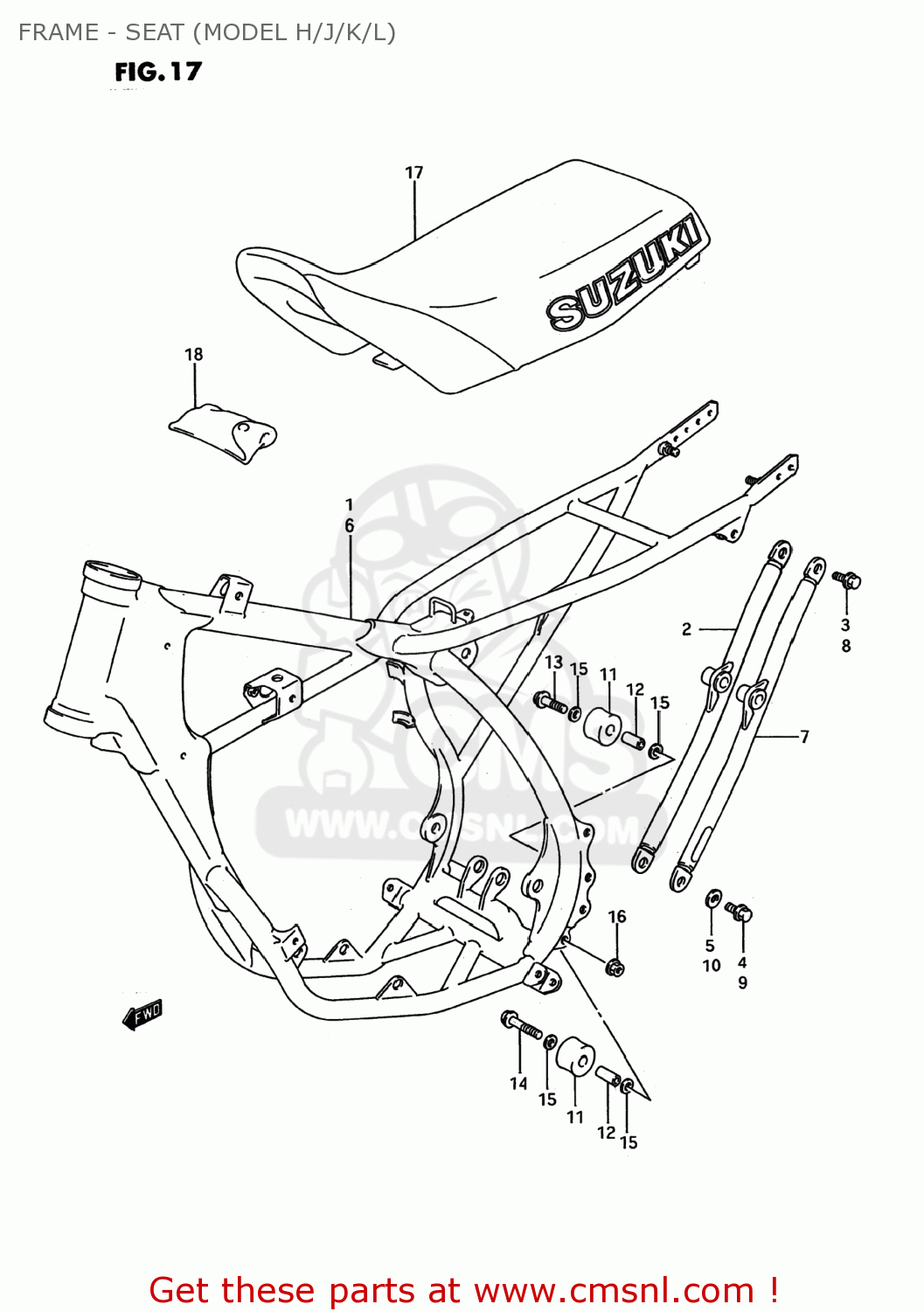 FRAME - SEAT (MODEL H/J/K/L) RM80 1995 (S) USA (E03)