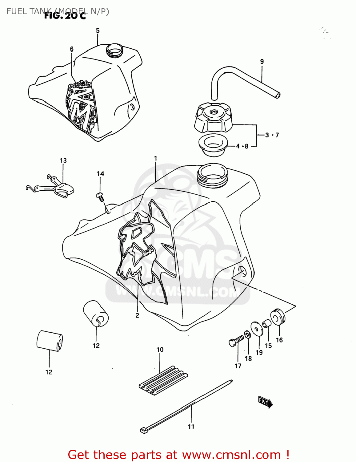 FUEL TANK (MODEL N/P) RM80 1995 (S) USA (E03)