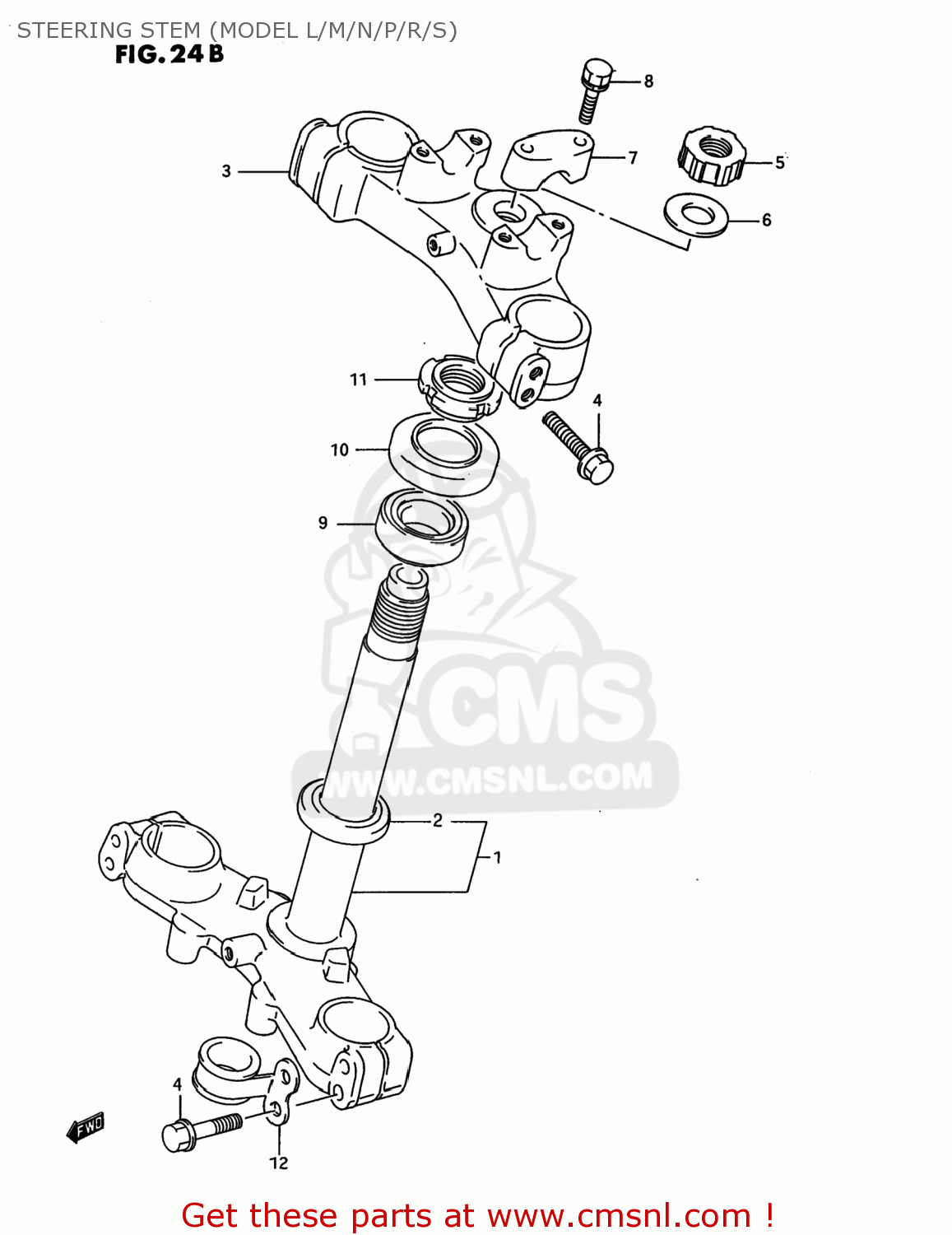 STEERING STEM (MODEL L/M/N/P/R/S) RM80 1995 (S) USA (E03)
