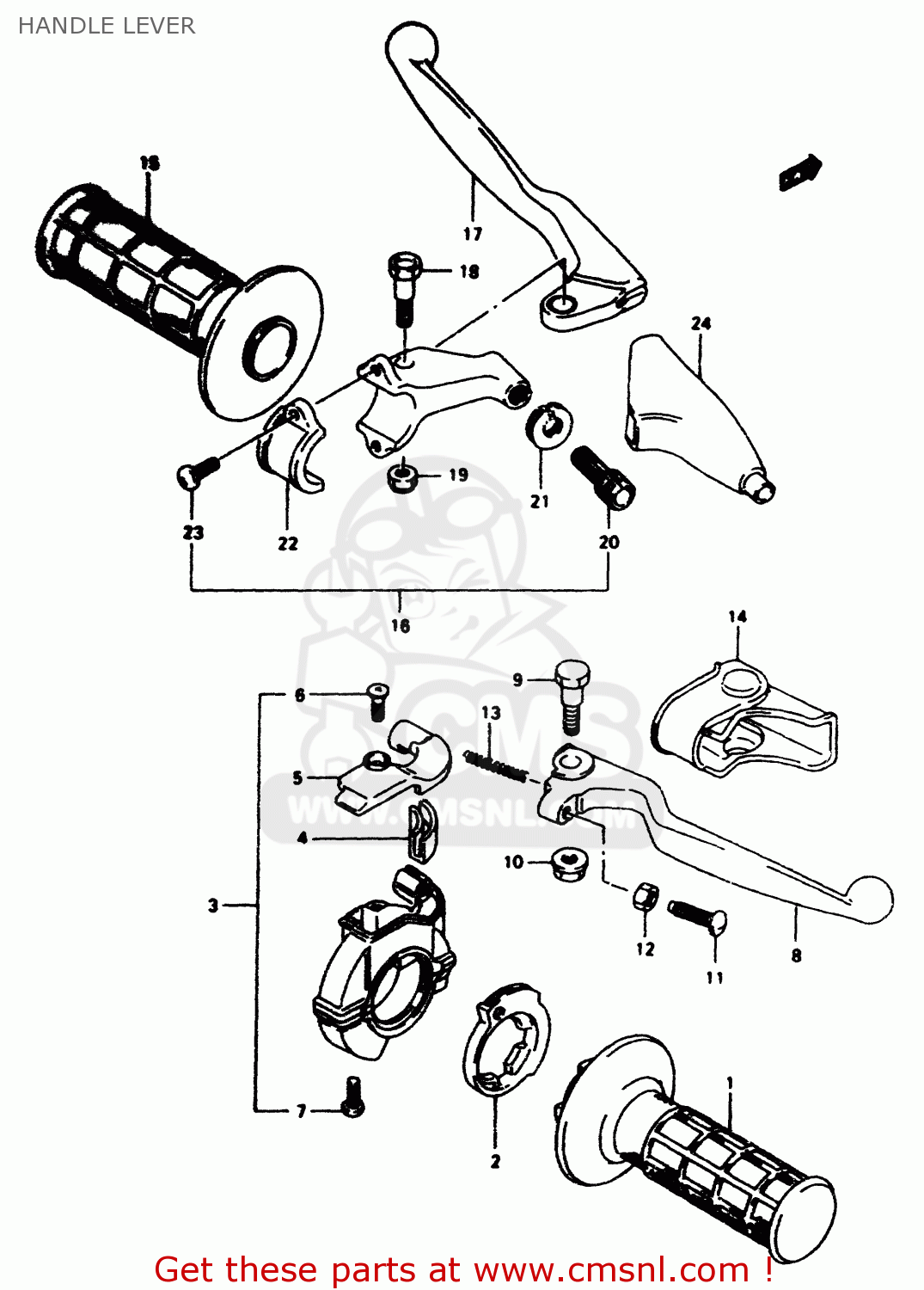 Suzuki RM80 1996 (T) HANDLE LEVER - buy original HANDLE LEVER spares online