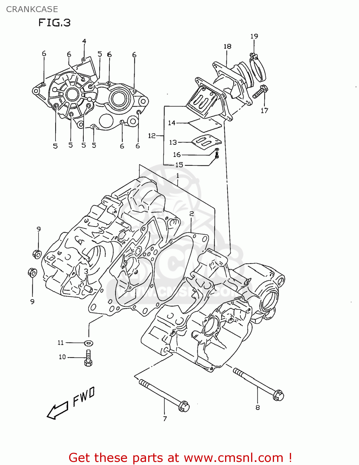 CRANKCASE RM80 1996 (T) USA (E03)