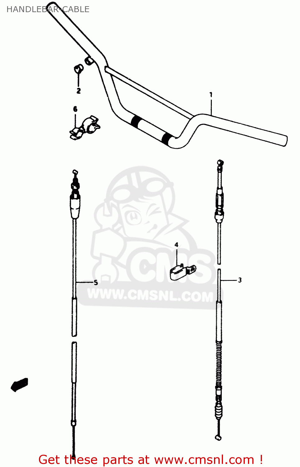 HANDLEBAR-CABLE RM80 1996 (T)
