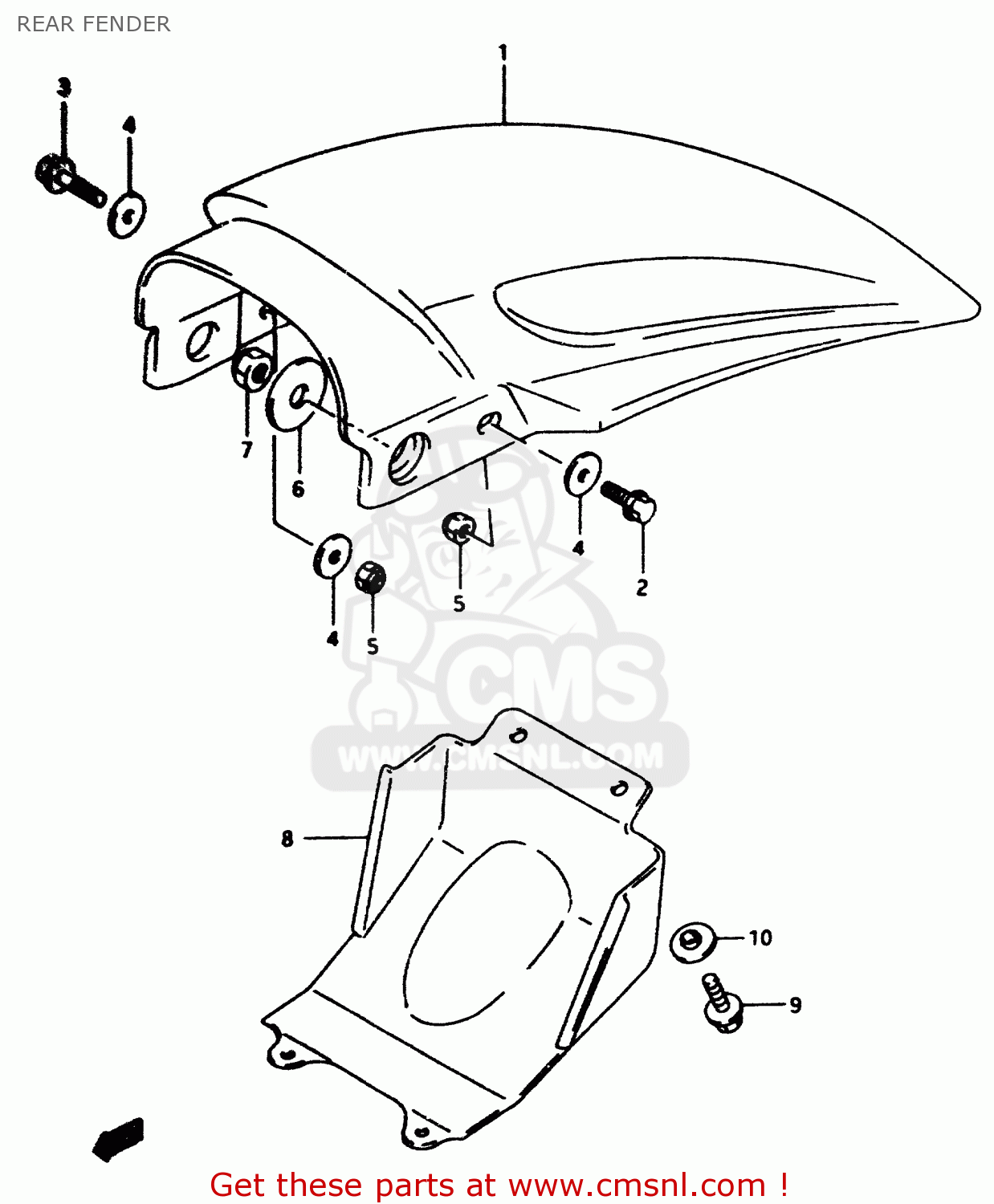 REAR FENDER RM80 1996 (T)