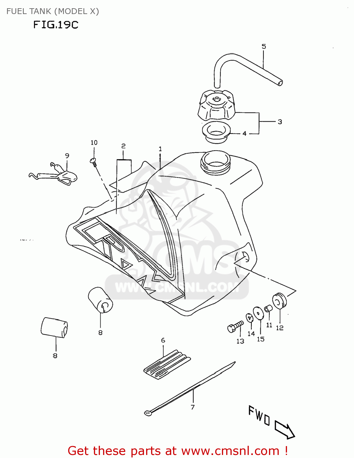 FUEL TANK (MODEL X) RM80 1998 (W) USA (E03)