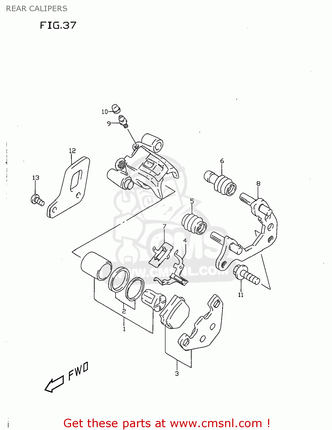 REAR CALIPERS RM80 1998 (W) USA (E03)