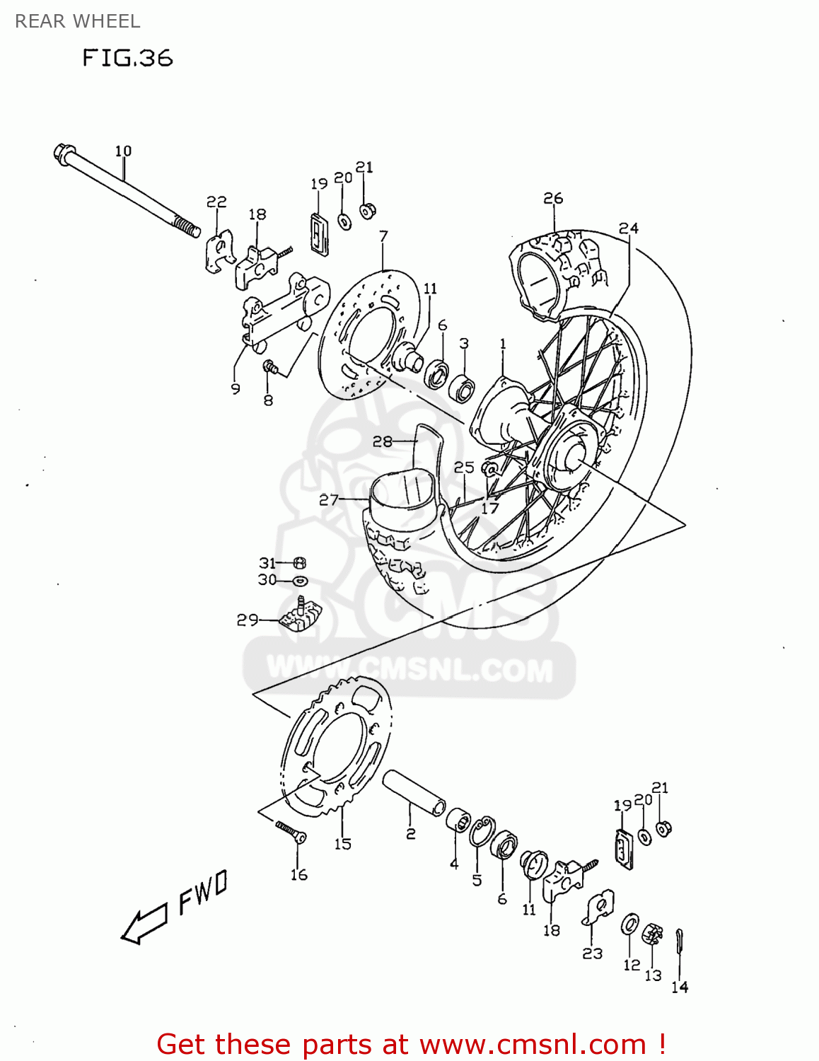 REAR WHEEL RM80 1998 (W) USA (E03)