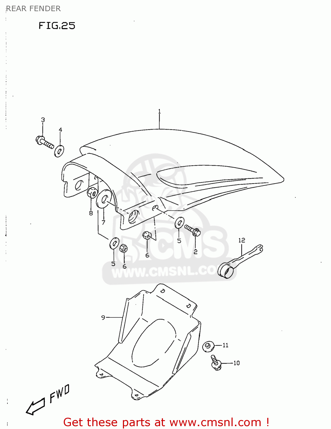 REAR FENDER RM80 1999 (X) USA (E03)