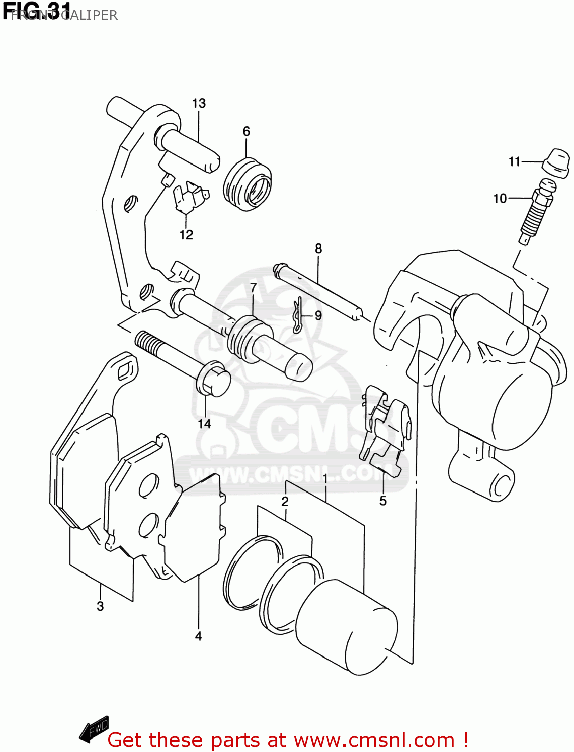 FRONT CALIPER RM80 2000 (Y) USA (E03)