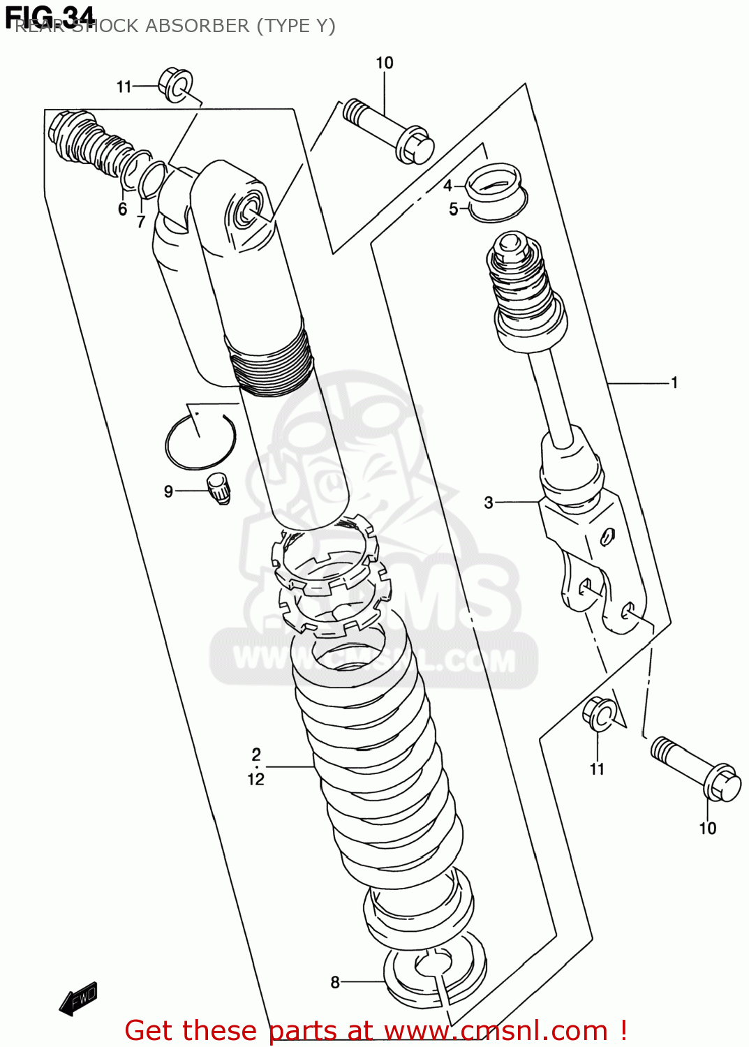 REAR SHOCK ABSORBER (TYPE Y) RM80 2000 (Y) USA (E03)