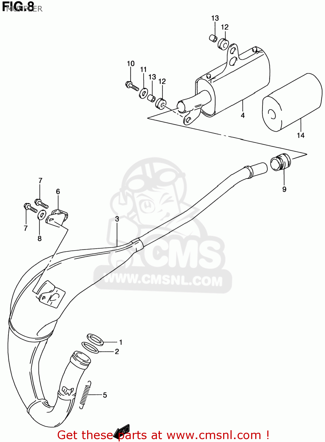 MUFFLER RM80 2001 (K1) USA (E03)
