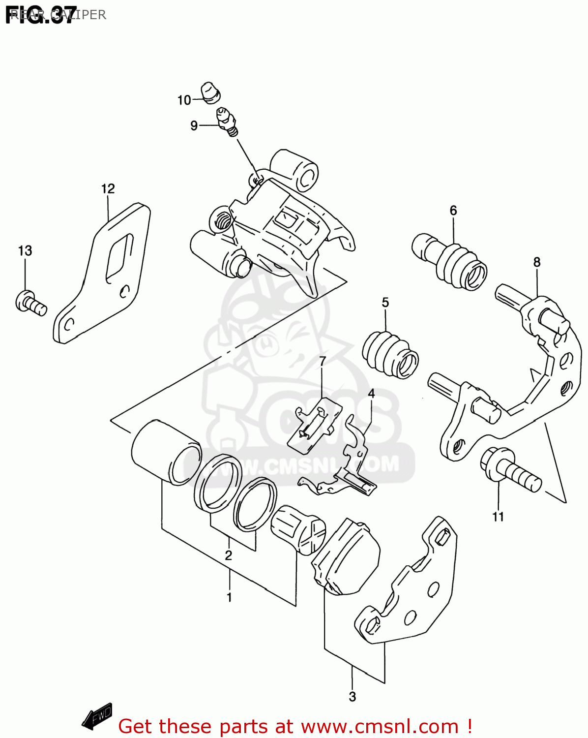 REAR CALIPER RM80 2001 (K1) USA (E03)