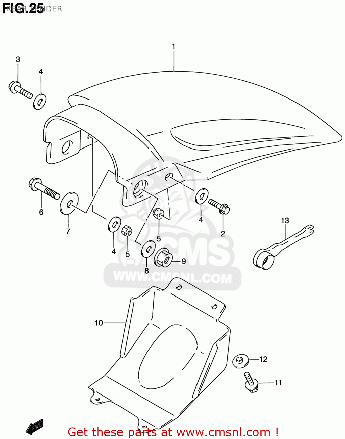 REAR FENDER RM80 2001 (K1) USA (E03)