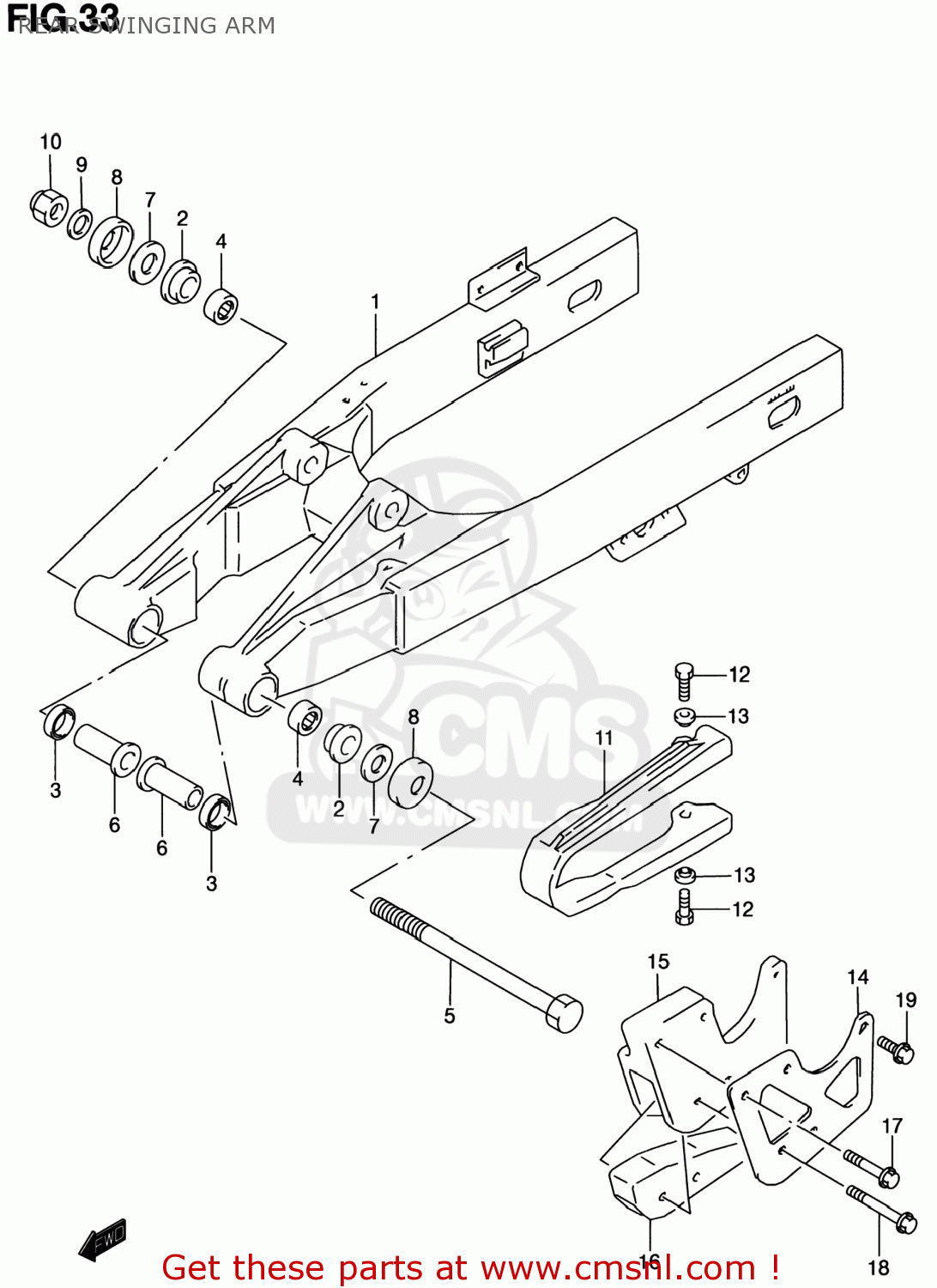 REAR SWINGING ARM RM80 2001 (K1) USA (E03)