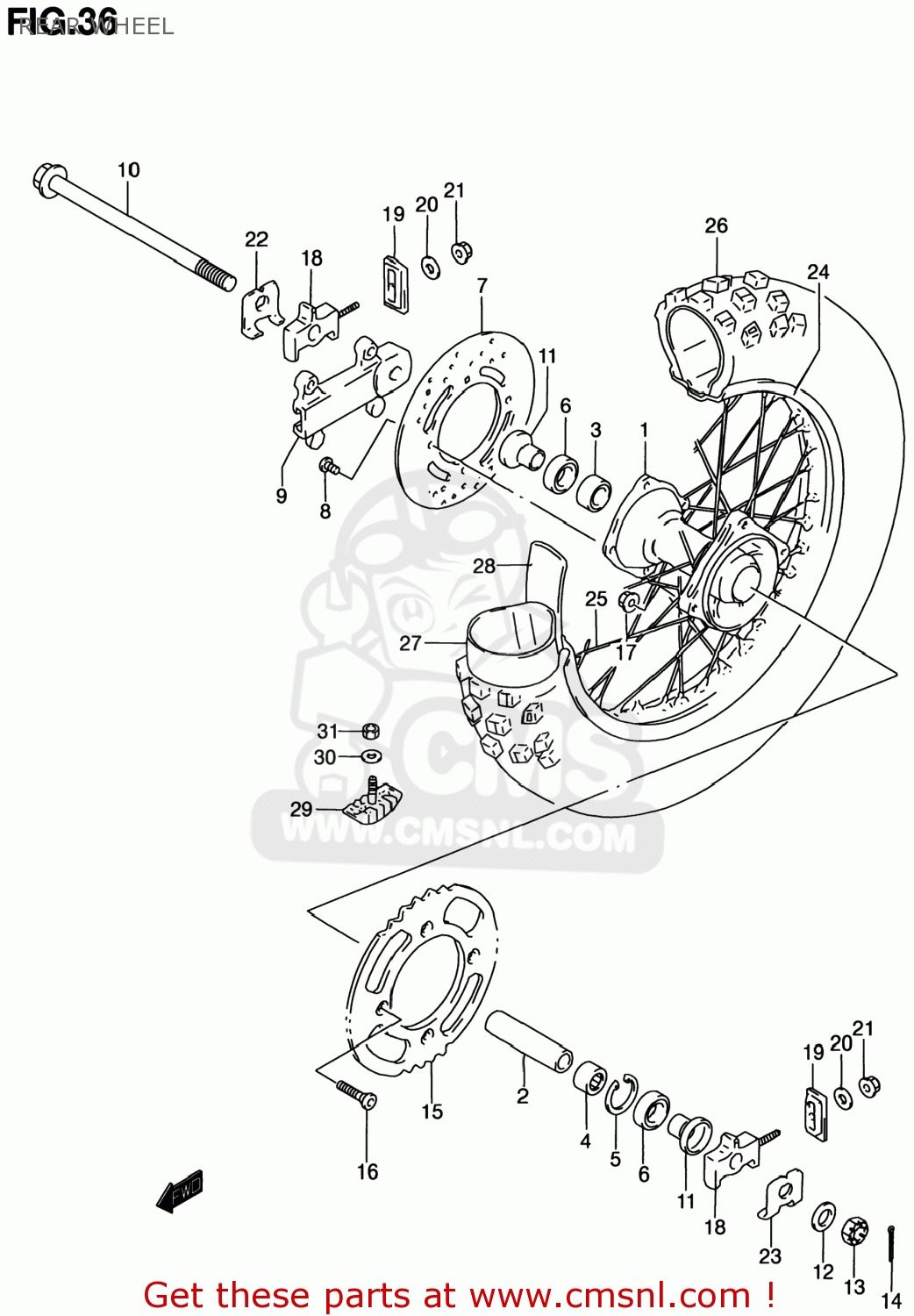 REAR WHEEL RM80 2001 (K1) USA (E03)