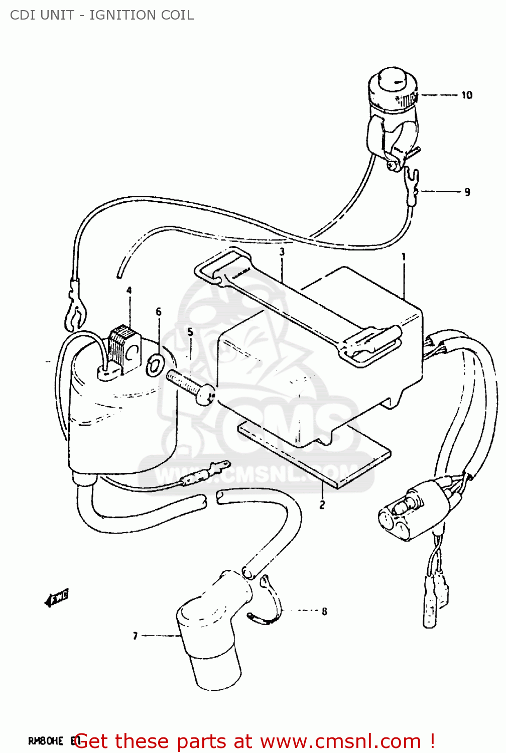 CDI UNIT - IGNITION COIL RM80H 1983 (D)
