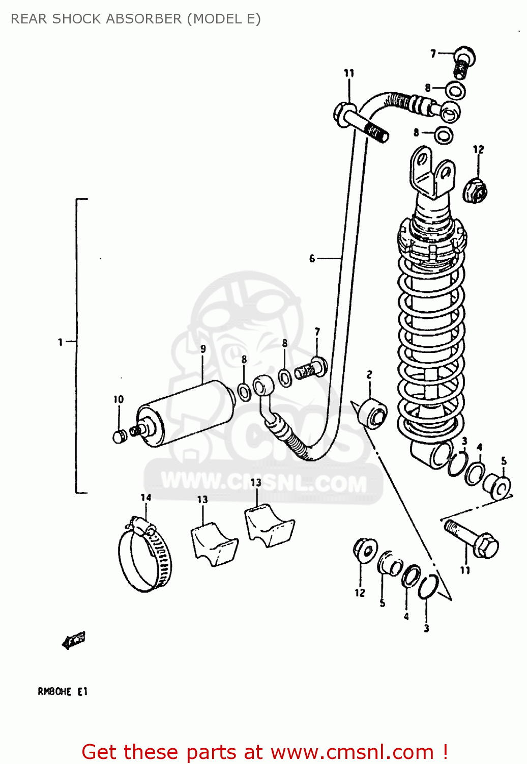 REAR SHOCK ABSORBER (MODEL E) RM80H 1983 (D)