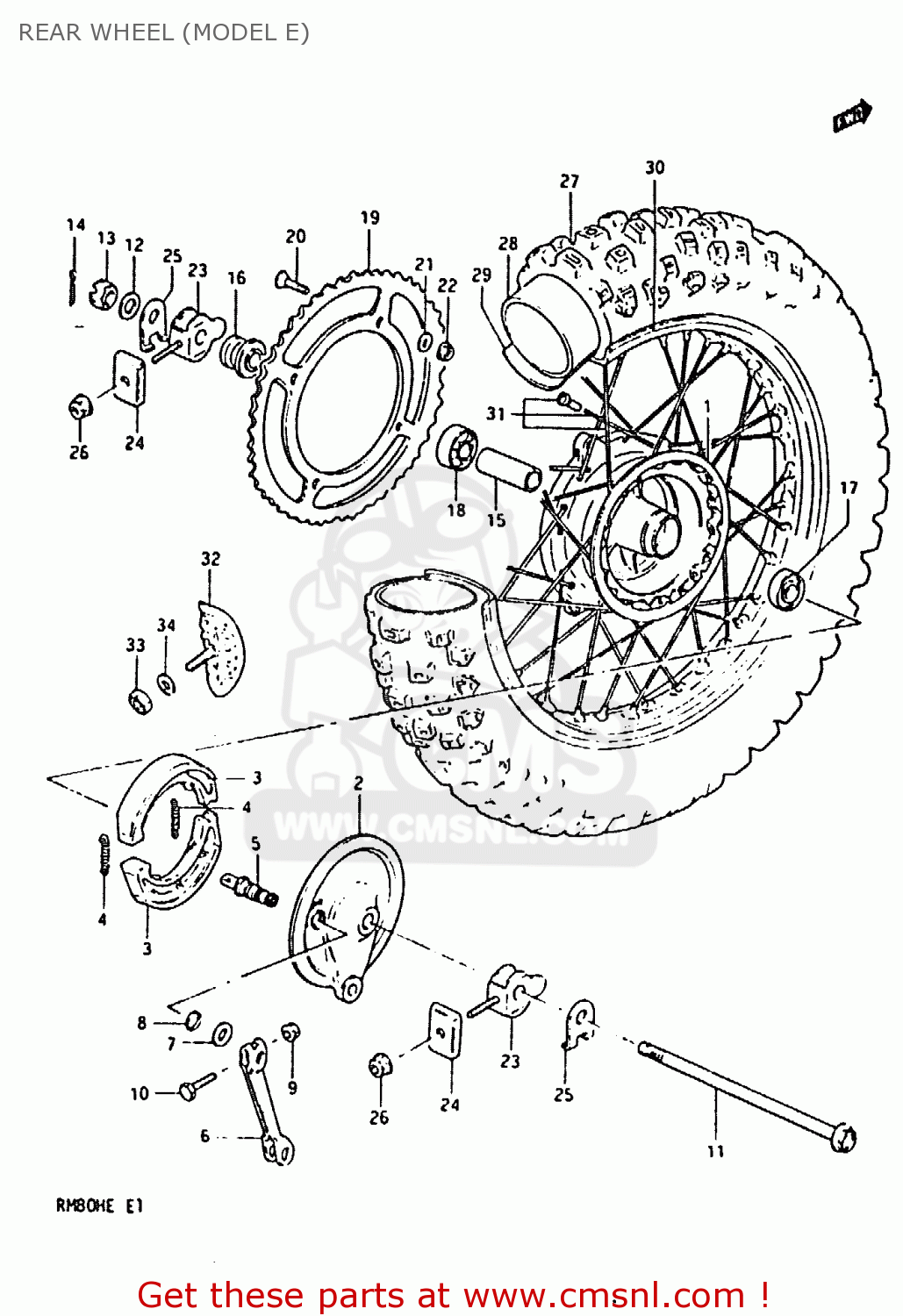 REAR WHEEL (MODEL E) RM80H 1983 (D)
