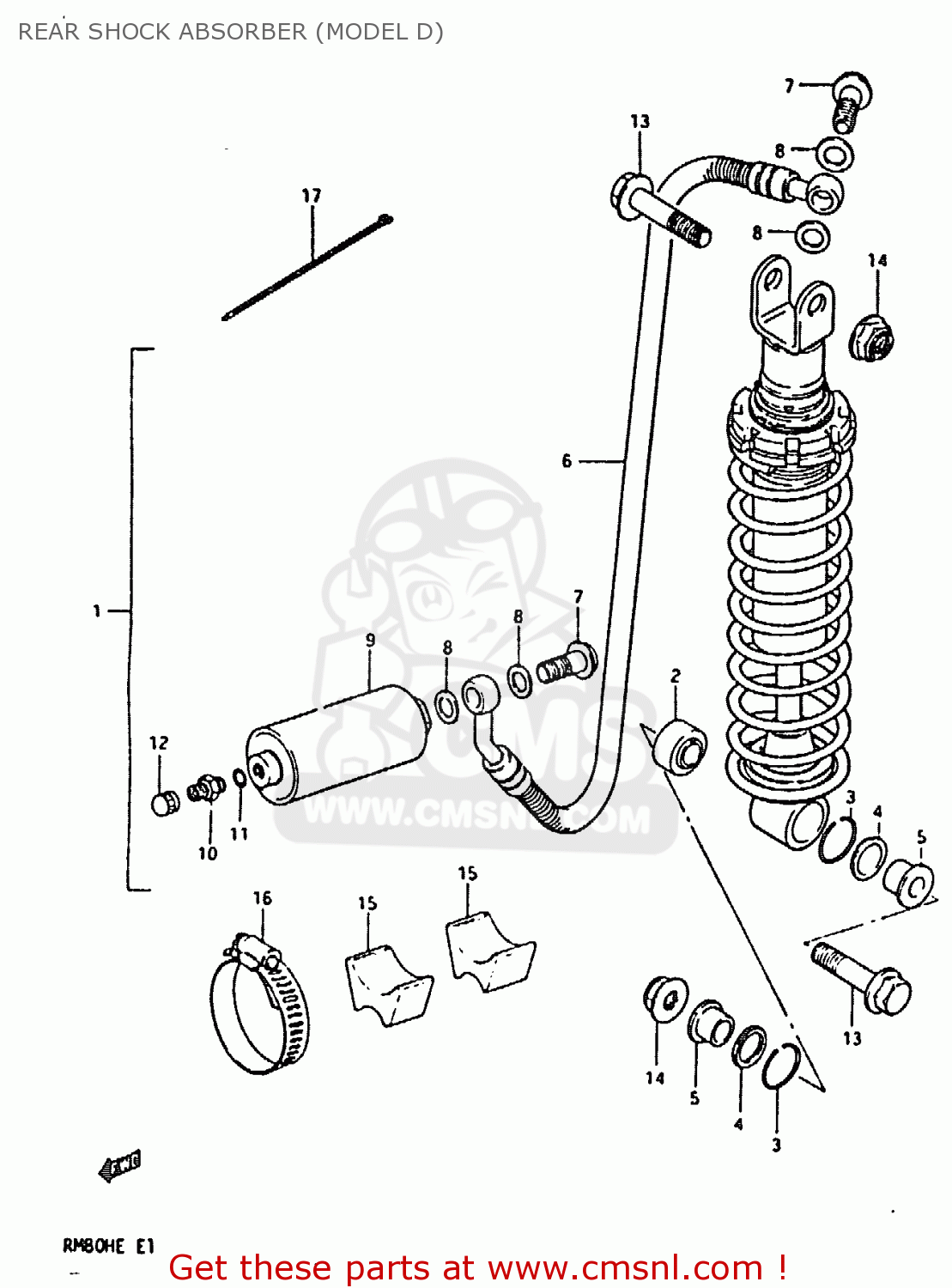 REAR SHOCK ABSORBER (MODEL D) RM80H 1984 (E)
