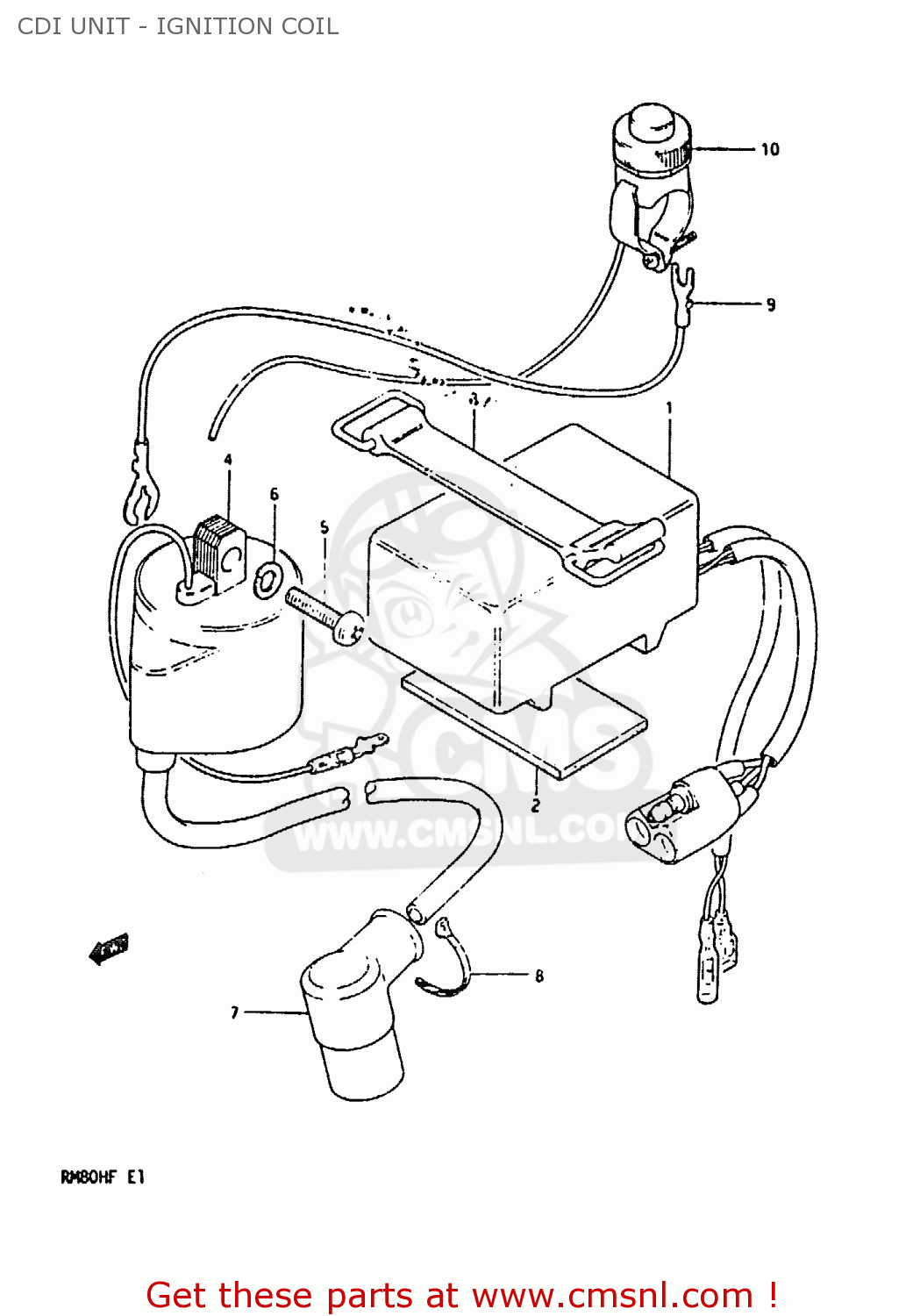 CDI UNIT - IGNITION COIL RM80H 1985 (F)