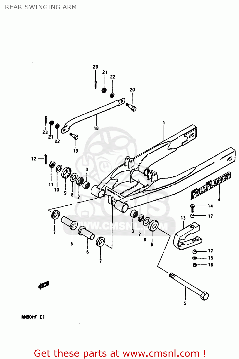 REAR SWINGING ARM RM80H 1985 (F)