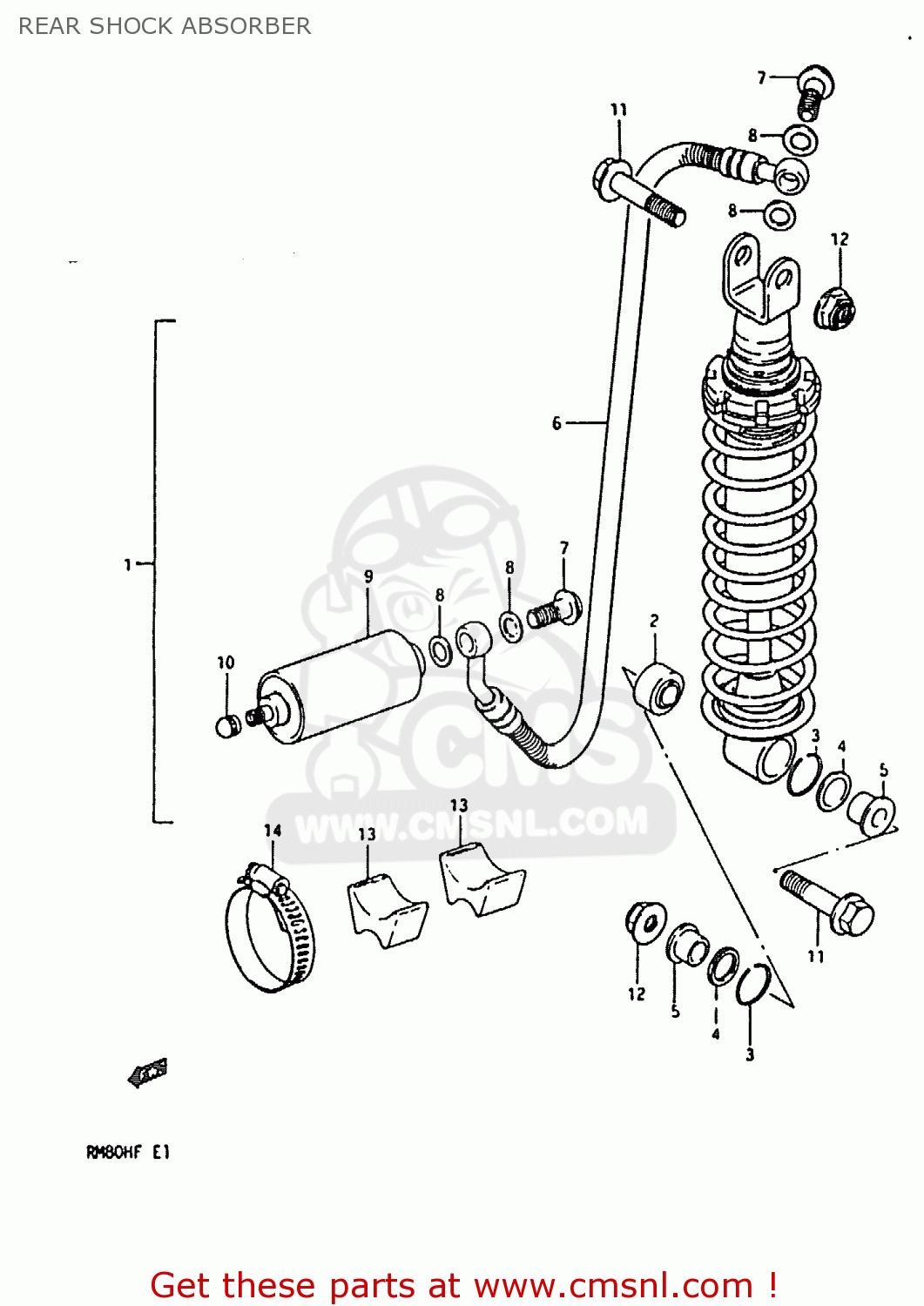 REAR SHOCK ABSORBER RM80H 1985 (F)